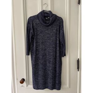Gap navy blue heather cowl neck long sleeve dress M